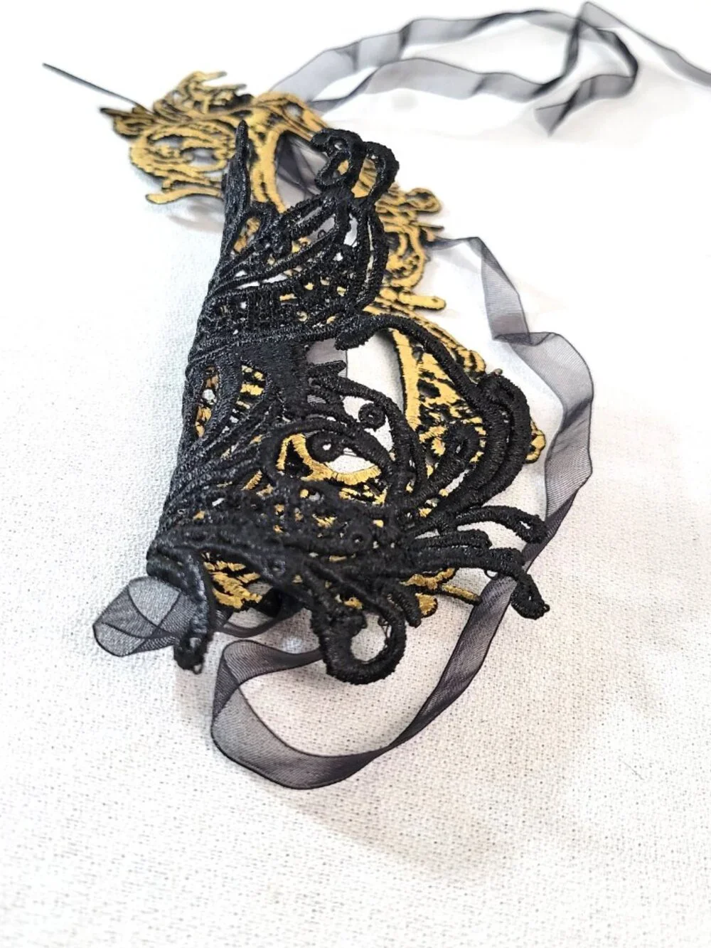 Gold Laser Cut Metal Filigree Masquerade Mask - Venetian Party Prom Ball